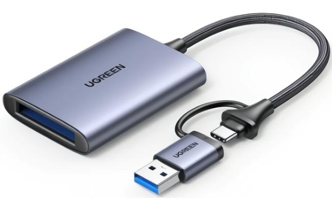 UGREEN 2 in 1 USB-A + C to XQD Card Reader Type-C USB Multifunction Card Reader 339MB/S Memory Card Adapter